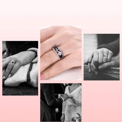 1.76 Ct Skull Wedding Band 925 Sterling Silver Diamond Eternity Rings Rose Flower Engagement Rings Anniversary Promise Romantic Jewelry Gift