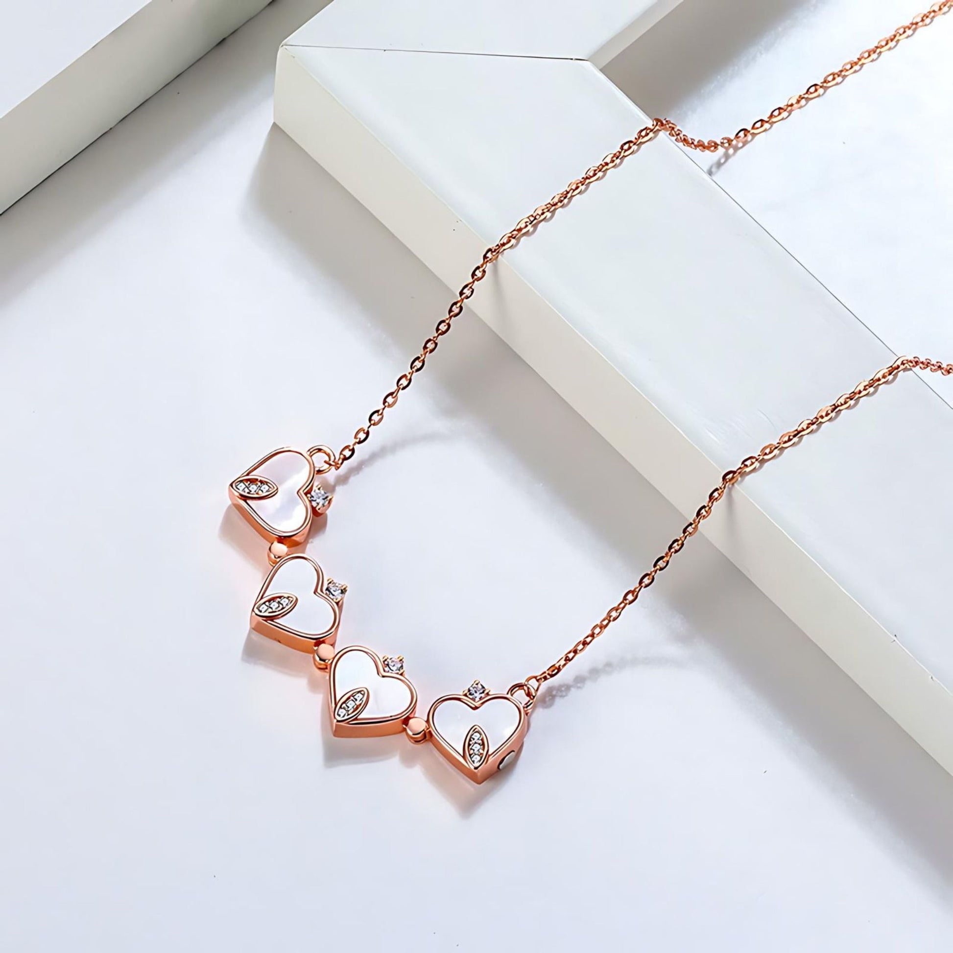 4 Leaf Clover Heart Pendant Necklace for Women Magnetic Sterling Silver