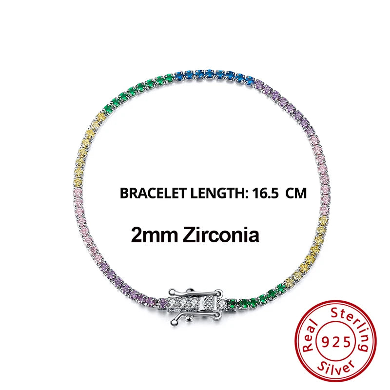4Mm round Cut Tennis Bracelet in 925 Sterling Silver White Gold Woman Men Bracelets Bangle Jewelry Hand Chain SB94