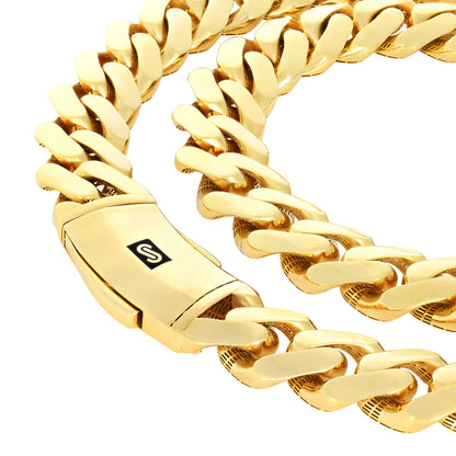 14K Real Yellow Gold Royal Monaco Miami Cuban Link Bracelet 7"-9" (5Mm-17Mm) Italian Jewelry for Men & Women