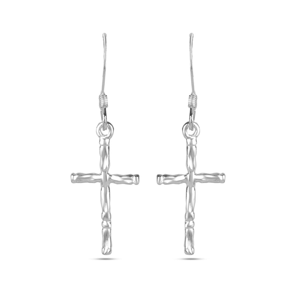 925 Sterling Silver Fishhook Cross Drop Dangle Earrings Jewelry Gifts for Women and Teen 35MM