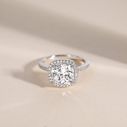 3.5CT 925 Sterling Silver Rings Cushion Cut Cubic Zirconia CZ Engagement Wedding Bands for Women Promise Rings for Her Size 3-11