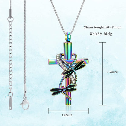 Dragonfly Urn Necklace for Ashes for Men Women Cremation Jewelry Ashes Necklace Pendent for Human Pet Stainless Steel Keepsake Memorial Urn Lockets
