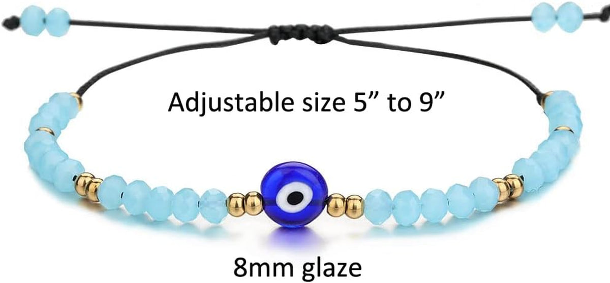 Dainty Hand Made Beaded Nazar Evil Eye Bracelet Adjustable String Amulet for Women Men