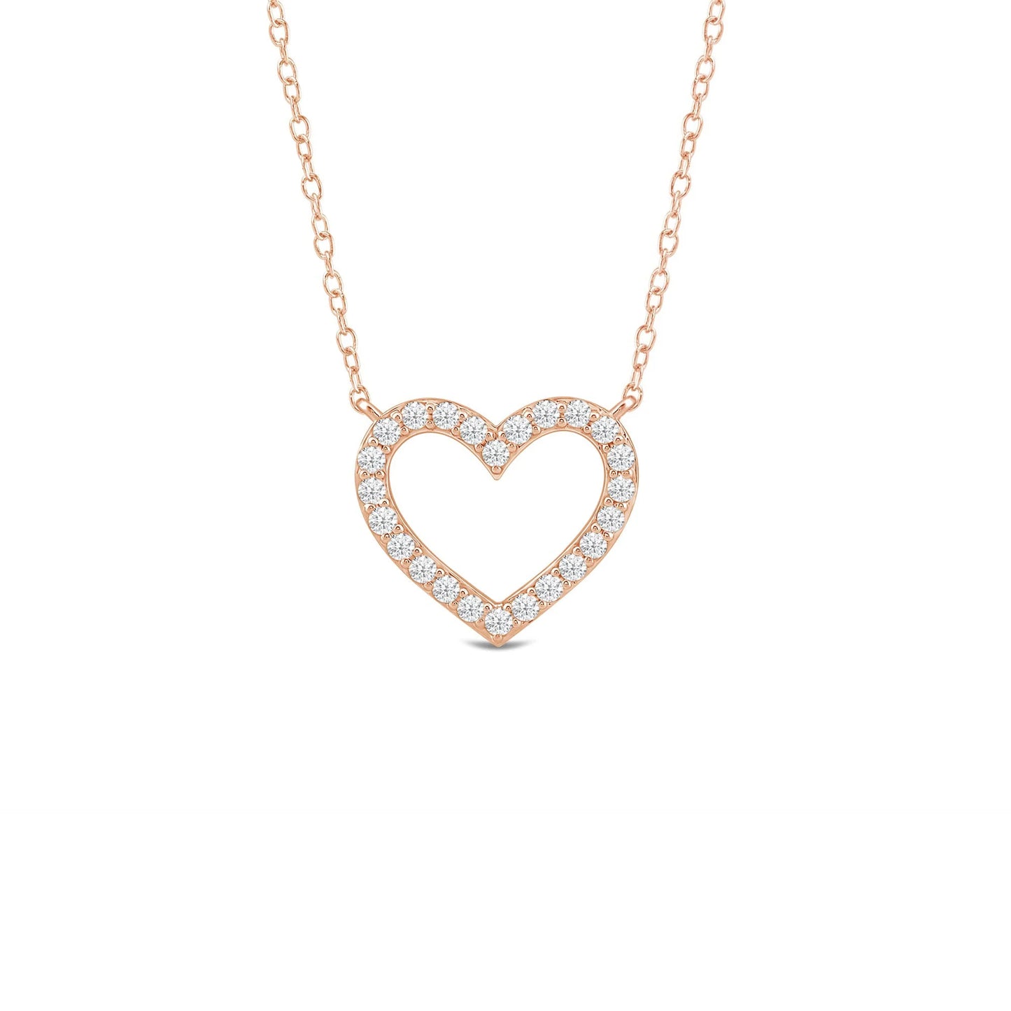 Petite Lab Created Diamond Studded Heart Necklace