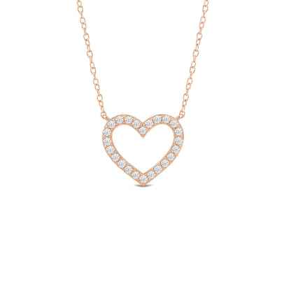 Petite Lab Created Diamond Studded Heart Necklace
