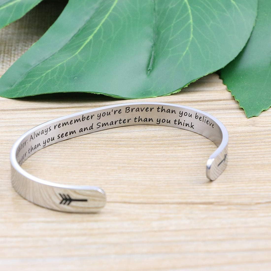 Daughter Mother Bracelets Wide Cuff Bangle Message Engraved Christmas Gifts for Her