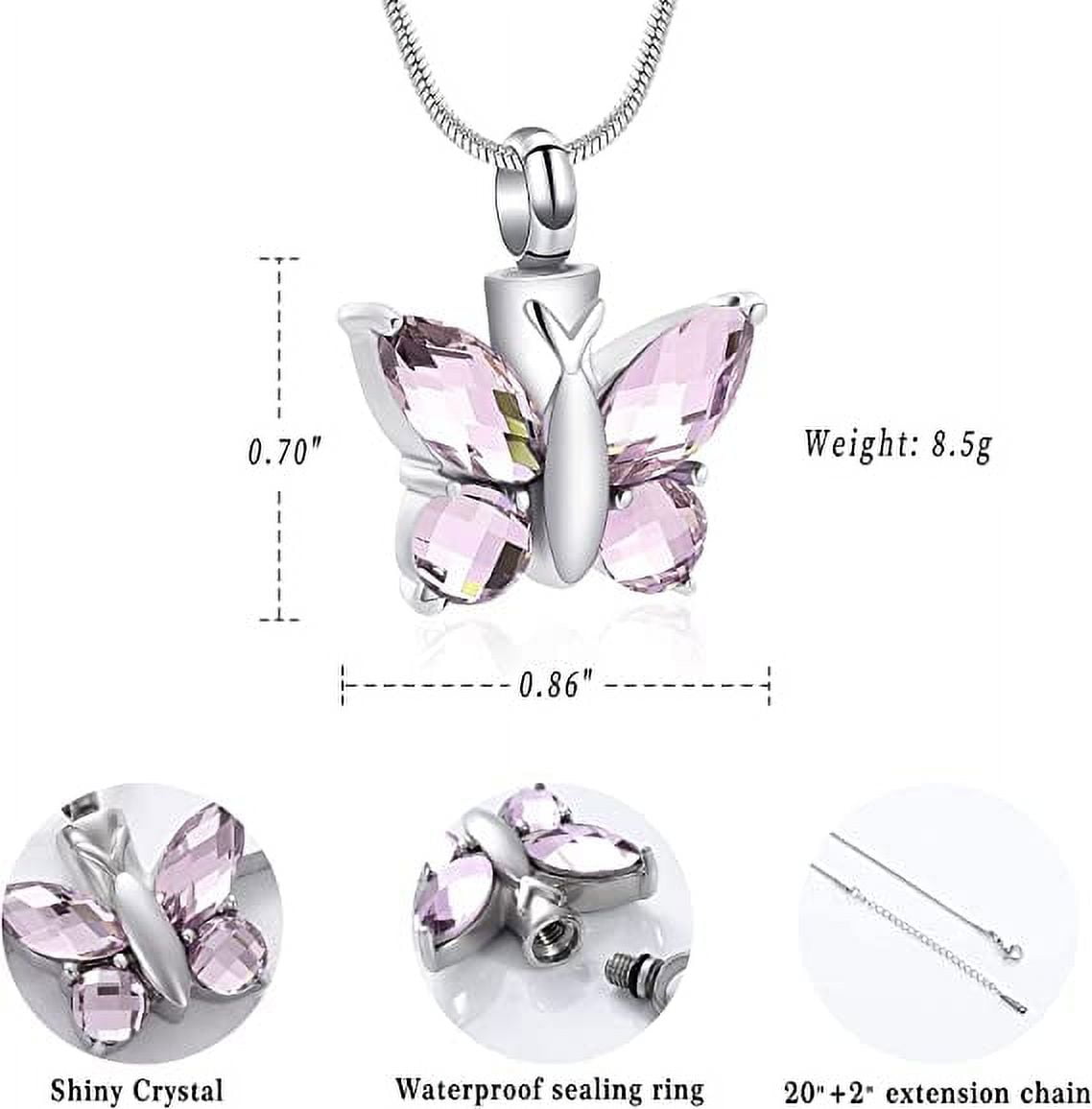 Cremation Jewelry Butterfly Urn Necklace for Ashes for Women Men Keepsake Memorial Human Pet Ashes Locket Pendant