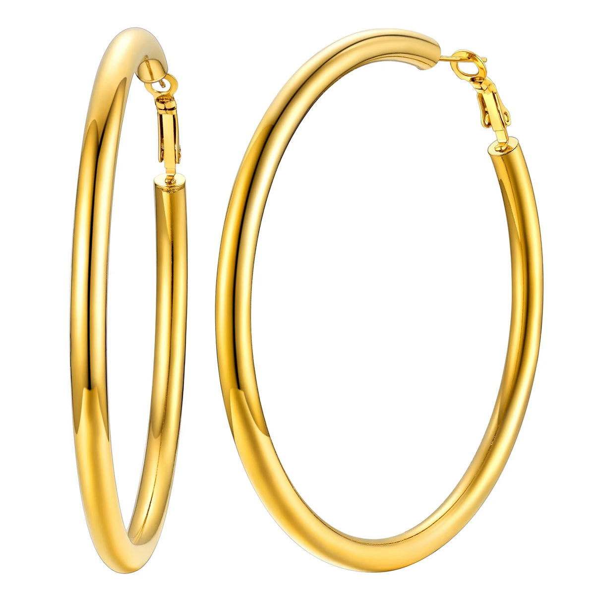 Chunky Hoop Earrings for Women Stainless Steel Jewelry 14K Gold Plated Large Earring 80Mm Birthday Christmas Gift for Daughter Wife