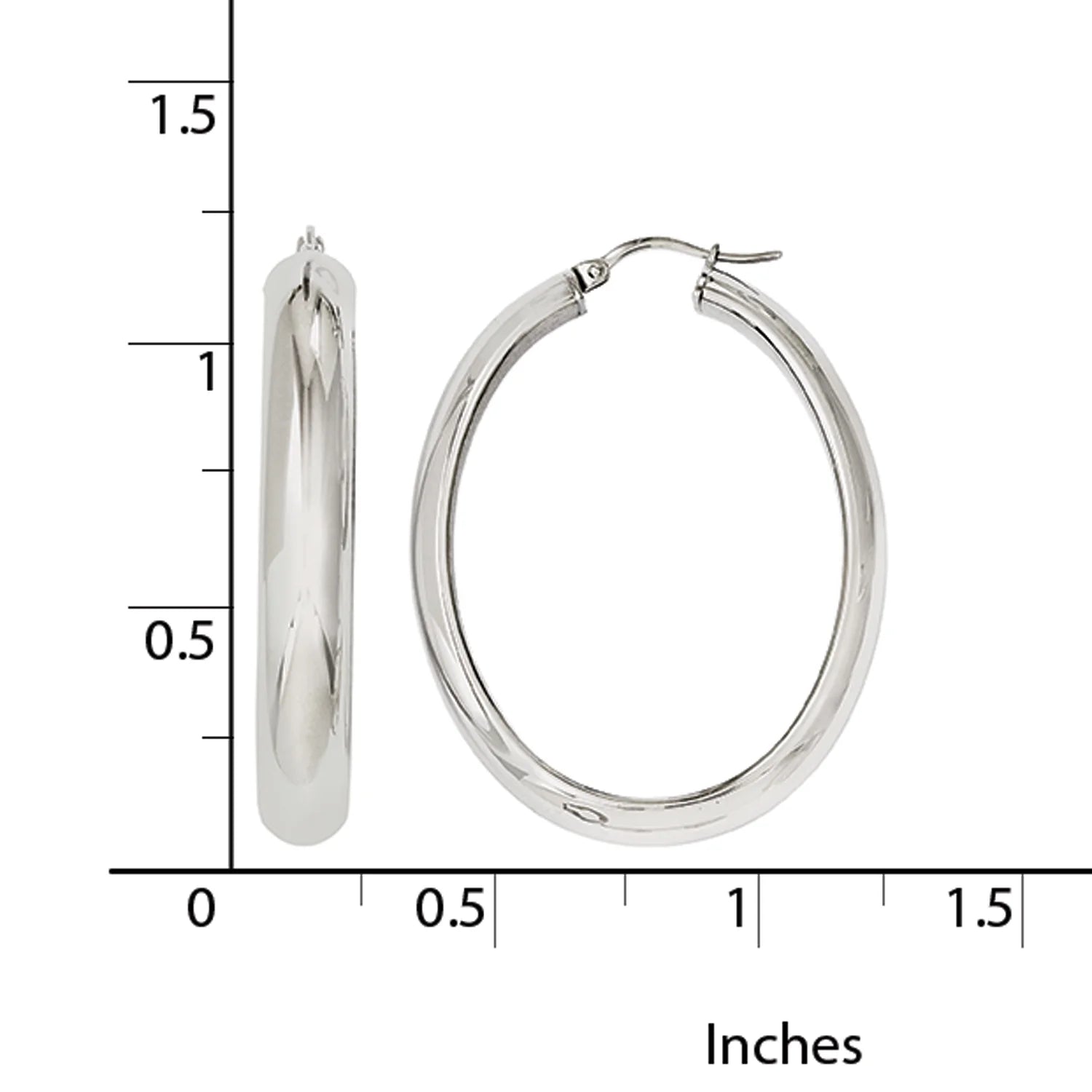 Stainless Steel Polished Hollow Oval Hoop Earrings