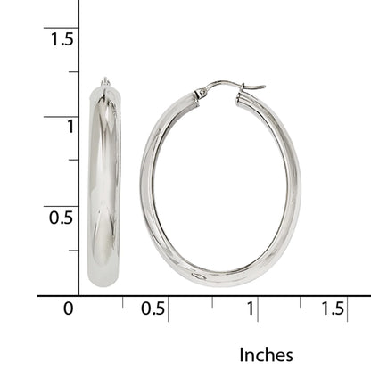 Stainless Steel Polished Hollow Oval Hoop Earrings