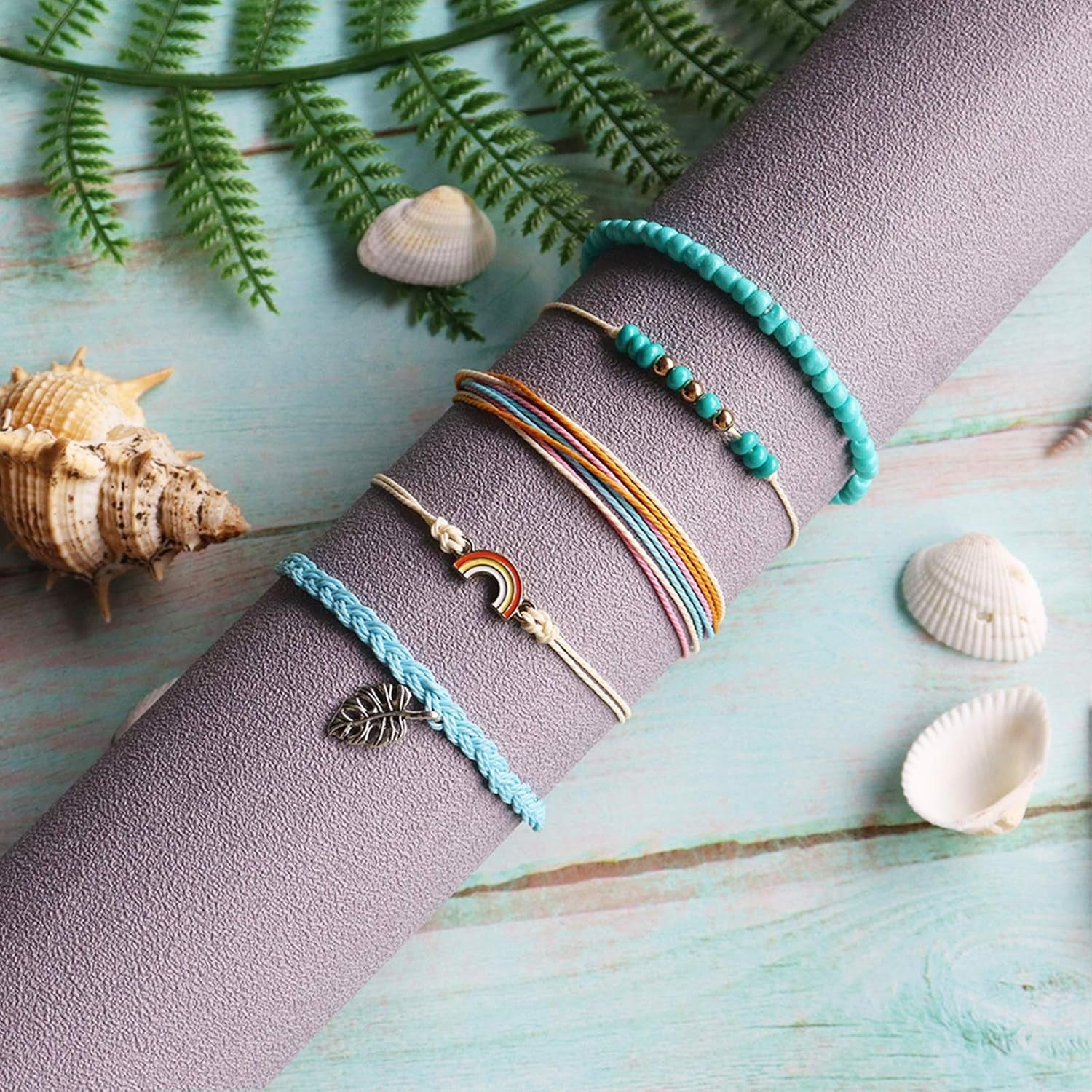 String Bracelets for Women Gifts Trendy Stuff Friendship Bracelets Waterproof Summer Ankle Bracelets Outfits Adjustable Wave Surfer Beach Bracelets Stocking Stuffers