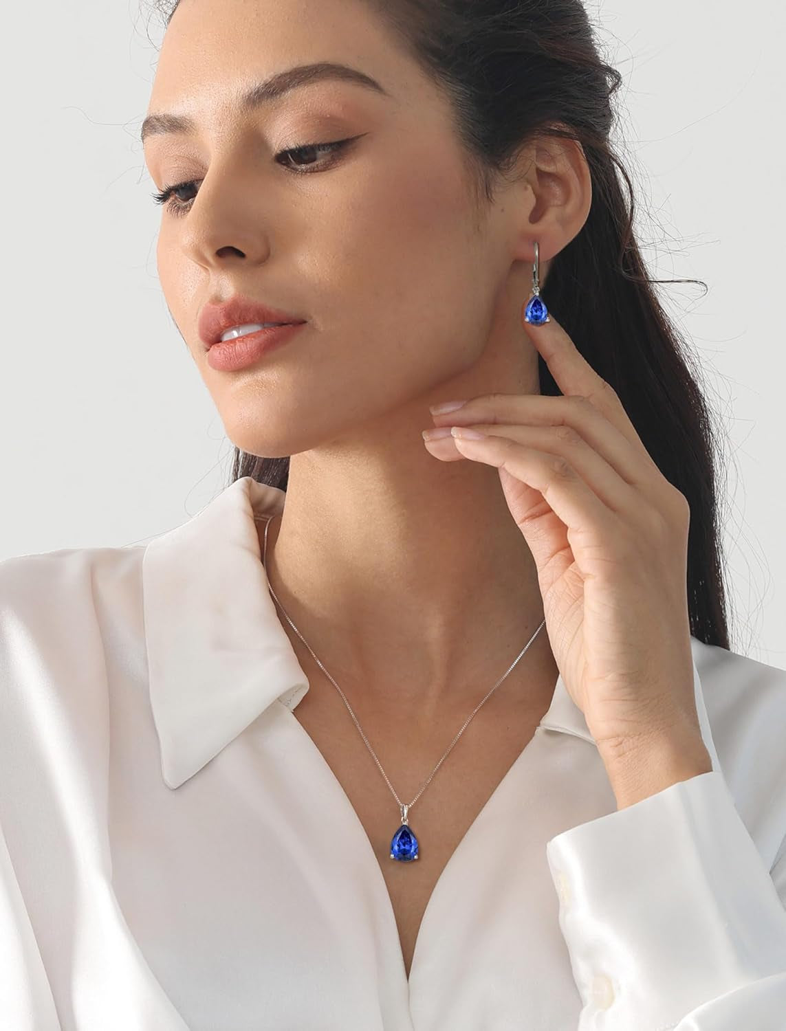 925 Sterling Silver Teardrop Dangle Drop Earrings for Women 7X10 MM Solitaire Birthstone Leverback Jewelry