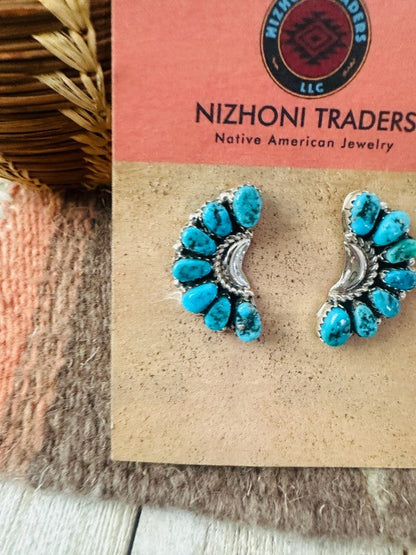 Navajo Sterling Silver & Turquoise Cluster Post Ea