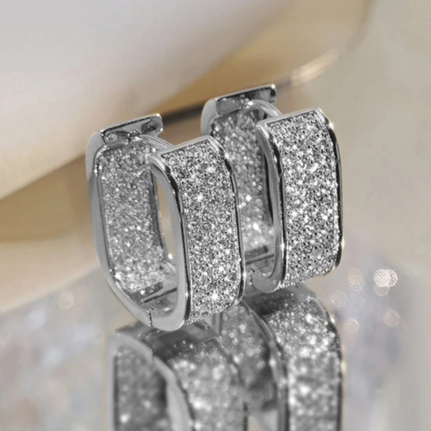 Gold Silver Plated Hoop Earrings with Cubic Zirconia Hip Hop Jewelry Unisex, Men