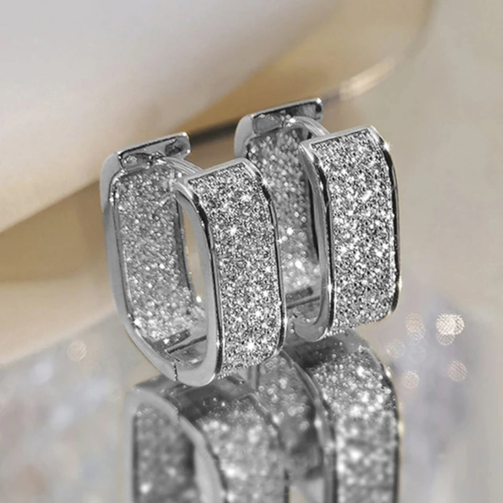 Gold Silver Plated Hoop Earrings with Cubic Zirconia Hip Hop Jewelry Unisex, Men