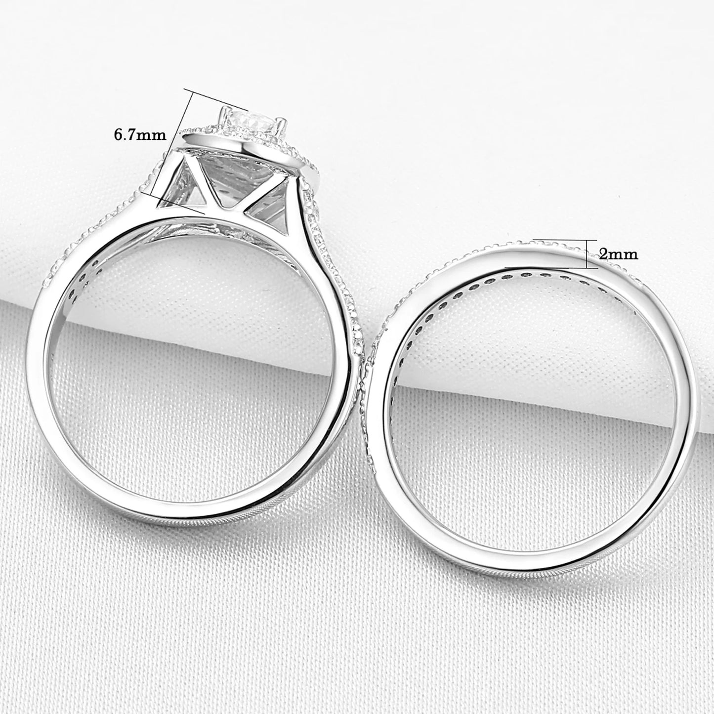 Newshe Wedding Rings for Women Engagement Ring Set 925 Sterling Silver 1.3Ct Pear White Cz Size 9