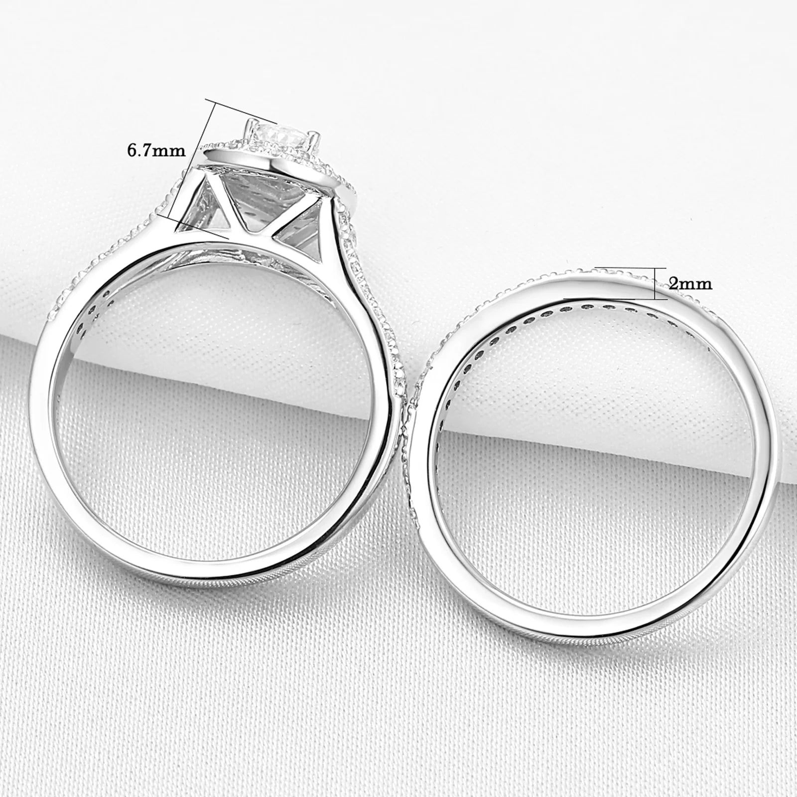 Newshe Wedding Rings for Women Engagement Ring Set 925 Sterling Silver 1.3Ct Pear White Cz Size 9