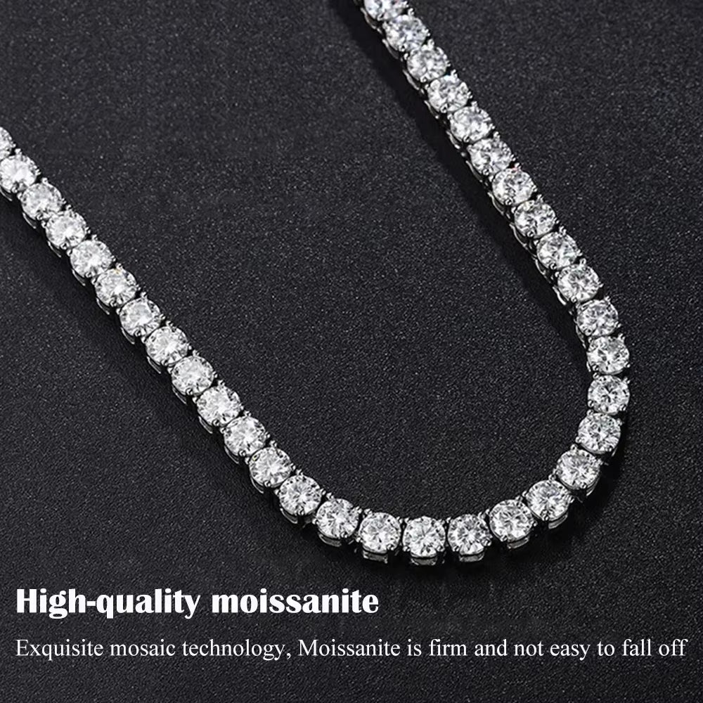 3/4/5Mm Real Moissanite Tennis Necklace for Women Men S925 Silver Full Diamond Neck Chains Party Trendy Jewelry Gift