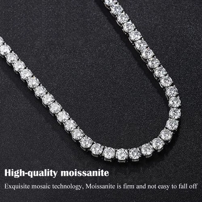 3/4/5Mm Real Moissanite Tennis Necklace for Women Men S925 Silver Full Diamond Neck Chains Party Trendy Jewelry Gift