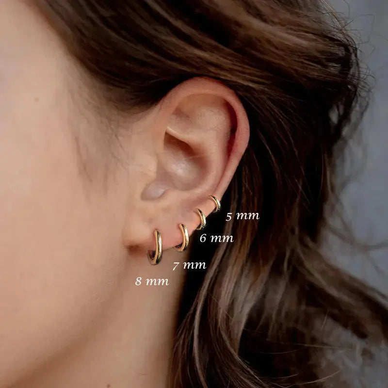 925 Sterling Silver Minimalist Huggie Earrings in Gold Plated