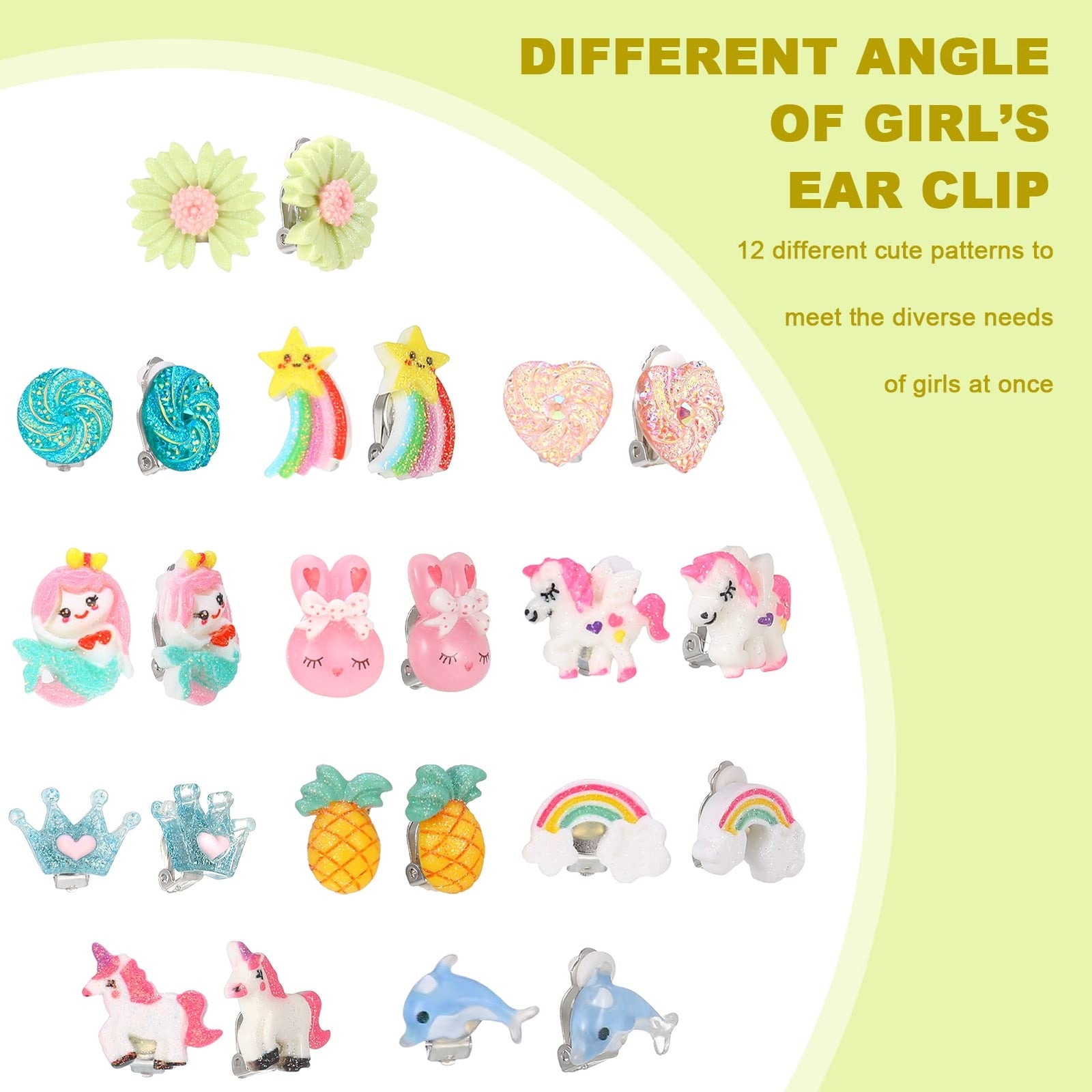 12 Pairs Clip on Earrings for Girls Kids Toddlers Dress up Jewelry