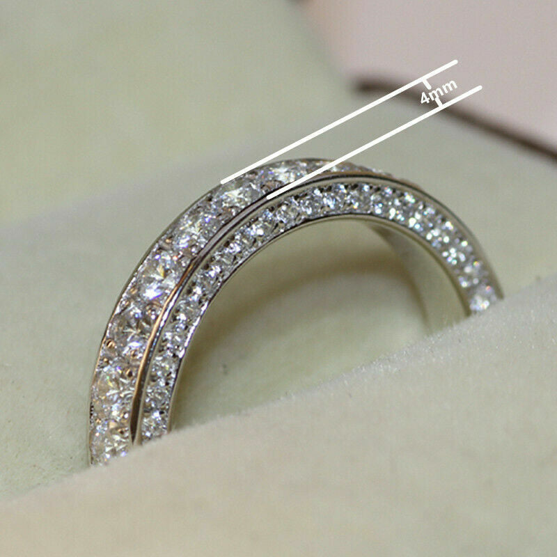 Gorgeous Silver Rings for Women Simulated White Sapphire Rings Jewelry Size 6-10