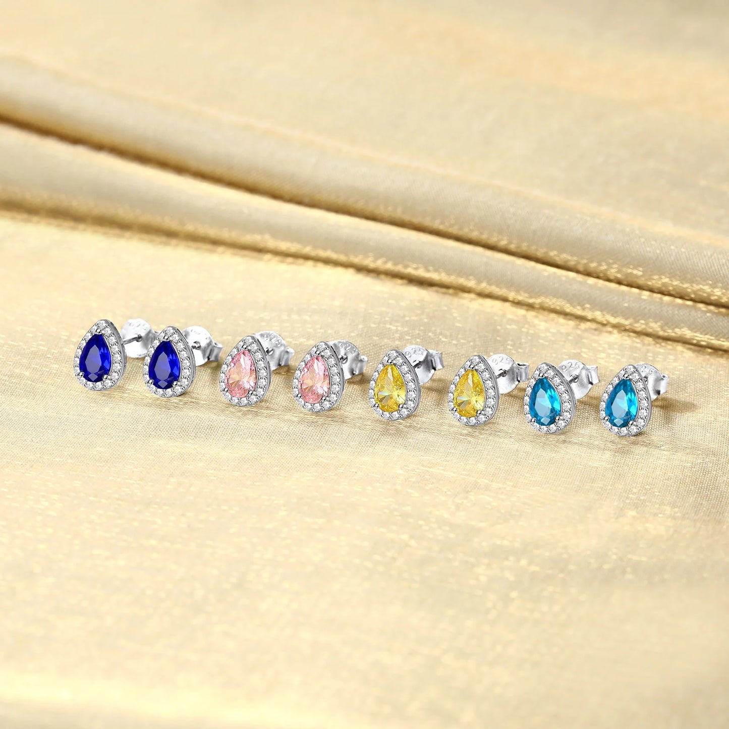 925 Sterling Silver Birthstone Stud Earrings for Women, Sparking November Teardrop Cut Diamond Earrings for Sensitive Ears