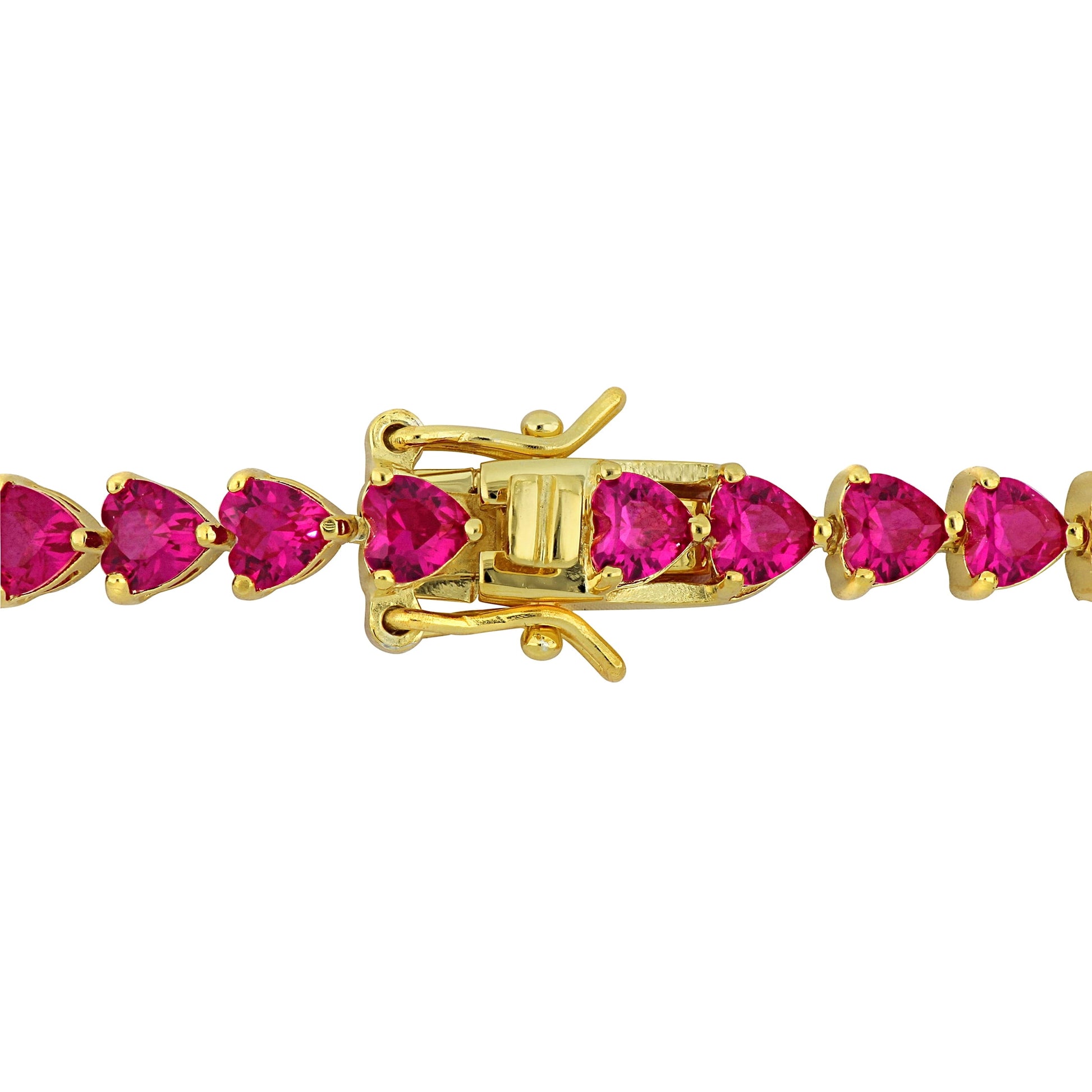 Women'S Created Ruby 18K Yellow Gold Plated Tennis Bracelet