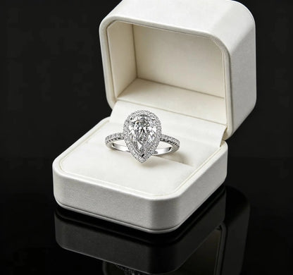 Trendy Silver Plated Stainless Steel Rings for Women Water Drop Zircon Wedding Ring Jewelry Accessories