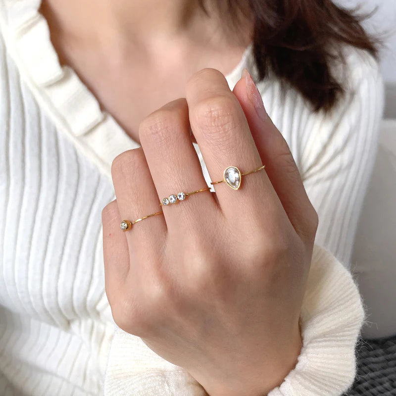 Chic 18K Gold Plated Diamond Stacking Rings