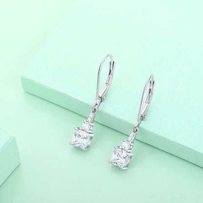 Women'S Dangle Earrings 925 Sterling Silver Princess Cut Leverback Earrings Gemstones Jewelry