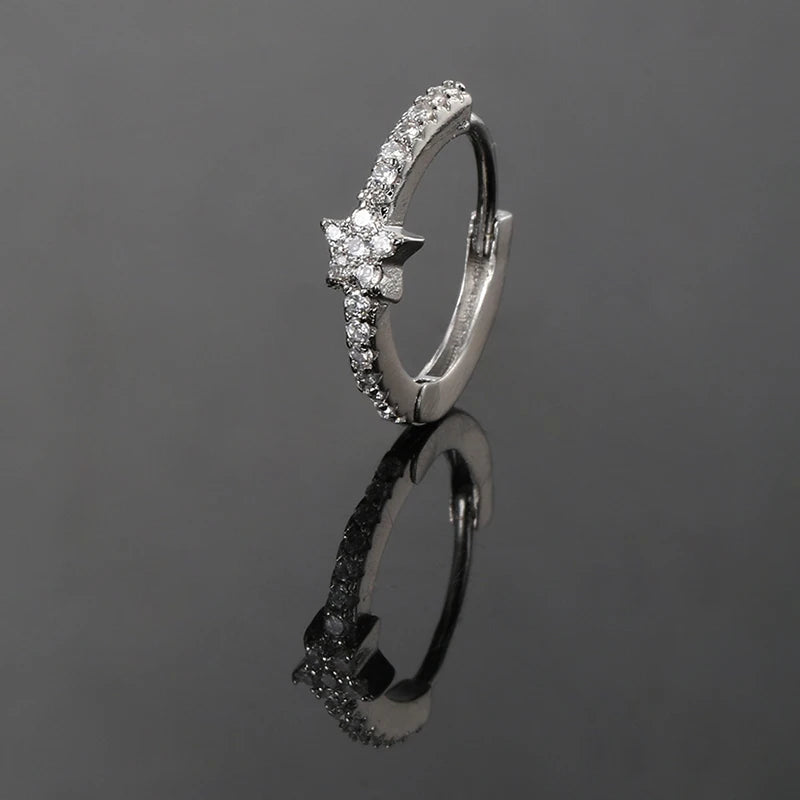 Mini Cute Star Hoop Earrings for Women Geometry Cubic Zircon Ear Tragus Helix Piercing Cartilage Rook Jewelry Girls Gifts CC191