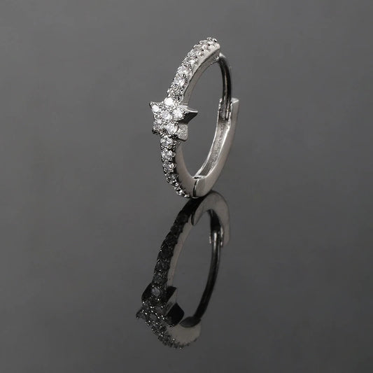 Mini Cute Star Hoop Earrings for Women Geometry Cubic Zircon Ear Tragus Helix Piercing Cartilage Rook Jewelry Girls Gifts CC191