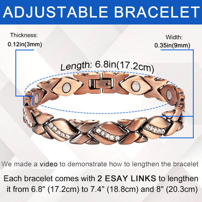 Magnetic Cooper Bracelets for Women,Gifts for Mom or Wife (6.8 In)