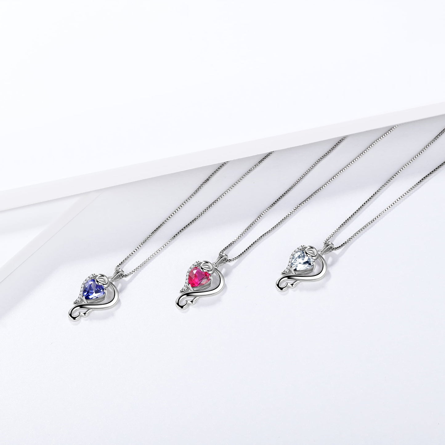 925 Sterling Silver Love Heart Necklace April Birthstone Pendant,Jewelry Birthday Christmas Valentine Mother'S Day Gifts for Women Mom