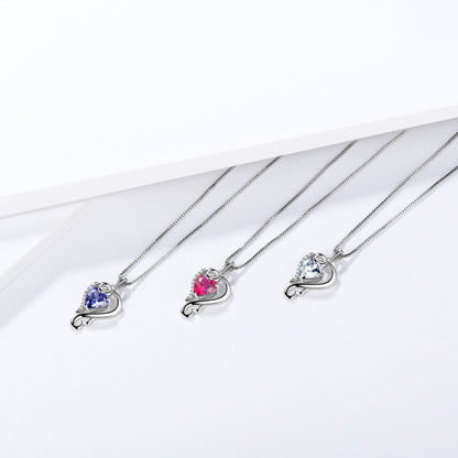 925 Sterling Silver Love Heart Necklace April Birthstone Pendant,Jewelry Birthday Christmas Valentine Mother'S Day Gifts for Women Mom