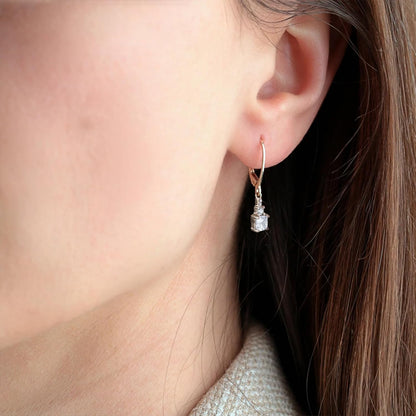 Women'S Dangle Earrings 925 Sterling Silver Princess Cut Leverback Earrings Gemstones Jewelry