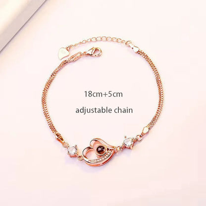 100 Languages I Love You Bracelet Heart Wedding Romantic I Love You Projection Bracelets for Women Lady Girl Friend Gifts