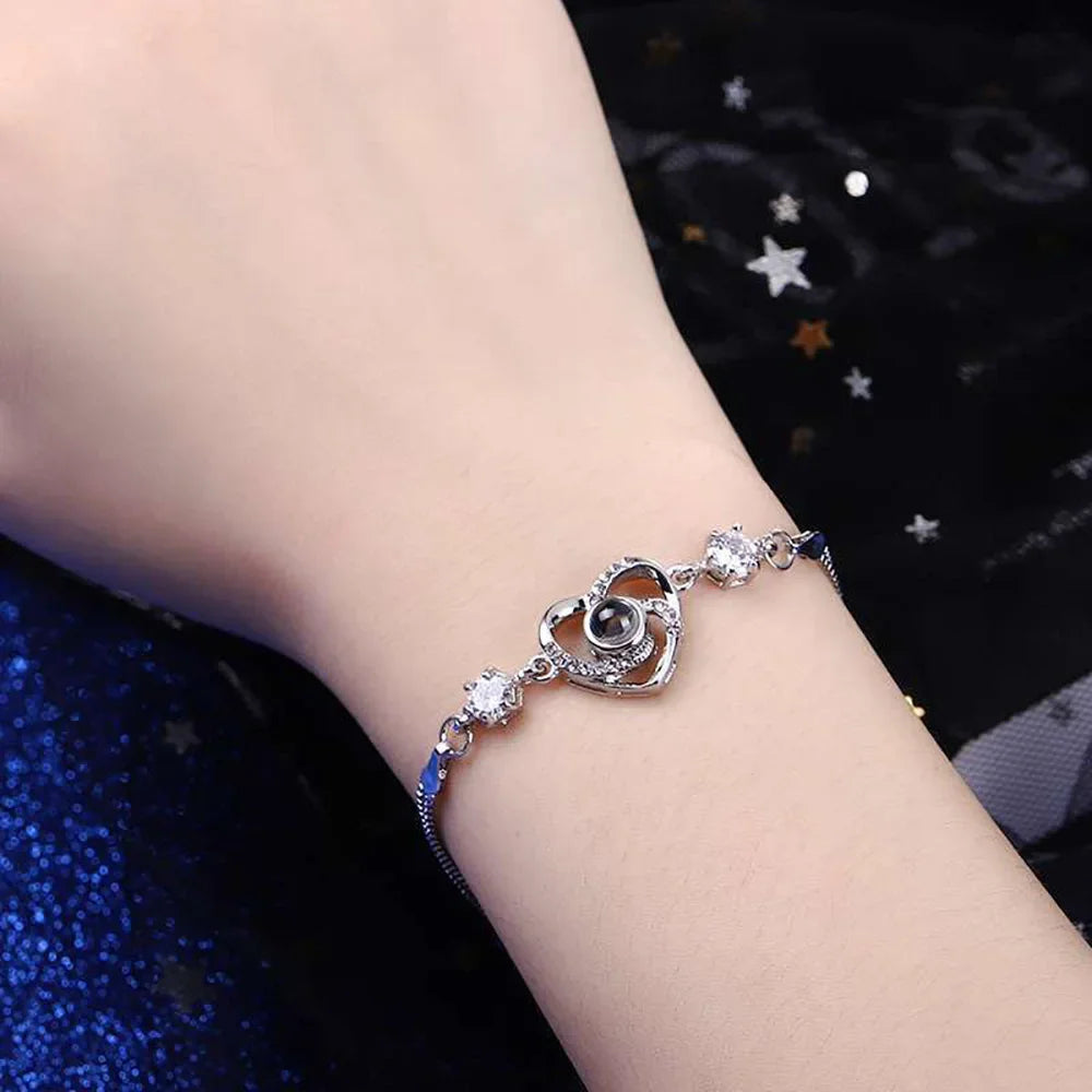 100 Languages I Love You Bracelet Heart Wedding Romantic I Love You Projection Bracelets for Women Lady Girl Friend Gifts