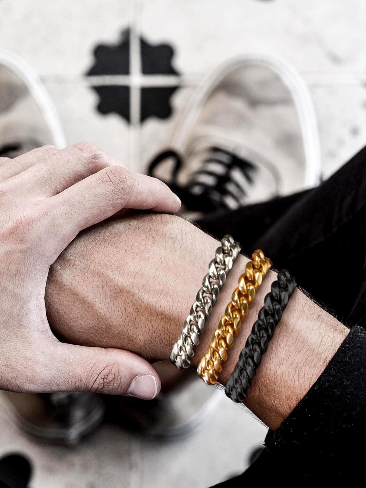 Bracelet for Men Chunky Cuban Bracelet 10MM 8.3 Inch Chain Bracelet Stainless Steel Gift for Him
