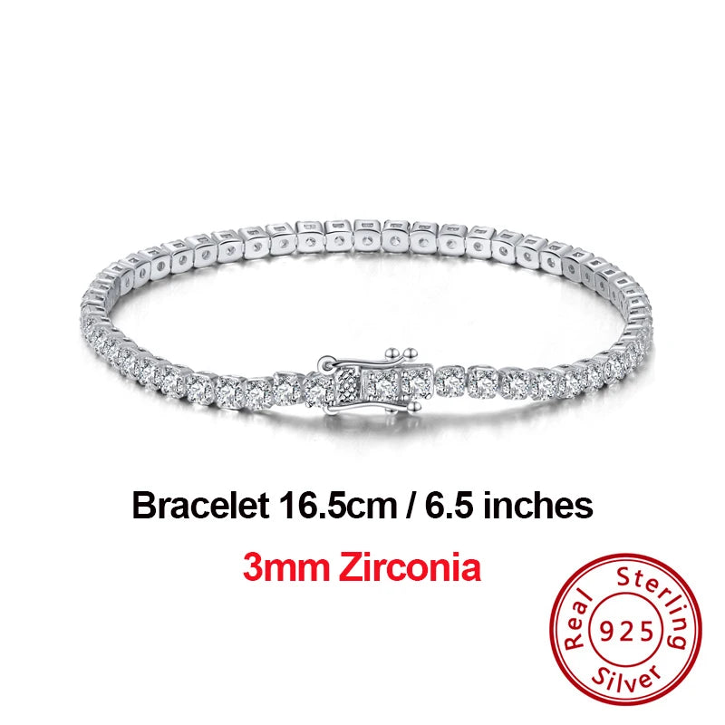 4Mm round Cut Tennis Bracelet in 925 Sterling Silver White Gold Woman Men Bracelets Bangle Jewelry Hand Chain SB94