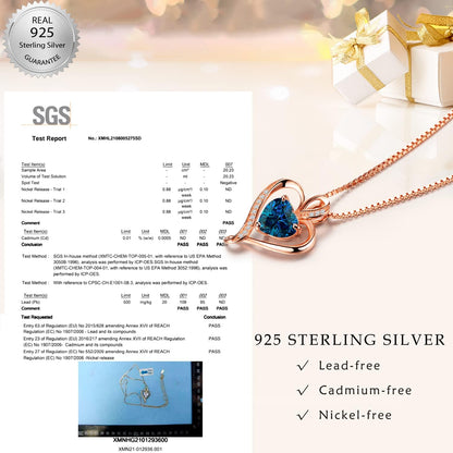 Heart Birthstone Necklace for Women Fine Jewelry 925 Sterling Silver Heart Necklace Dainty Pendant Anniversary Birthday Christmas Gifts for Her Girlfriend Wife Mom Lady Daughter Chain 18"+2"