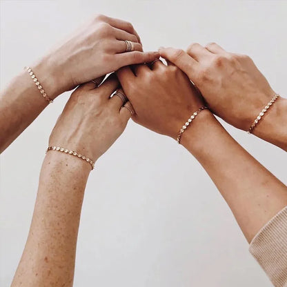 Popular Vintage Bracelet 18K Gold Plated Chain Stainless Steel Waterproof Handmade Disc round Bracelet for Women
