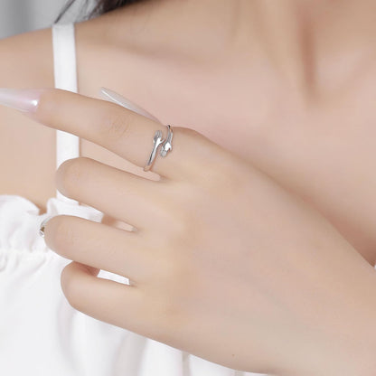 925 Sterling Silver Rings for Women Men or Unisex Silver Hugging Hands Open Ring Jewelry Hug Hands Statement Rings Bands Size