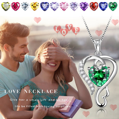 925 Sterling Silver Love Heart Necklace April Birthstone Pendant,Jewelry Birthday Christmas Valentine Mother'S Day Gifts for Women Mom