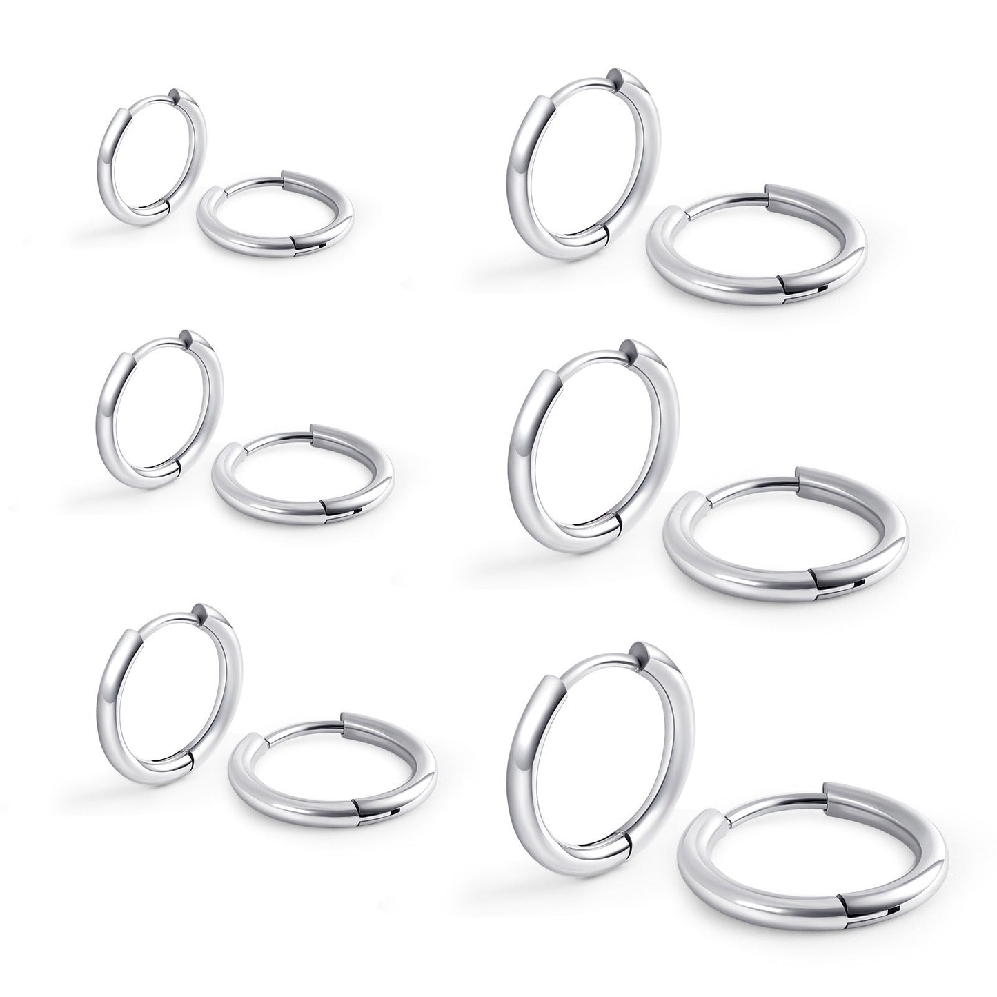 2.0 Circle Titanium Steel Earrings Are Lightweight and Comfortable to Wear