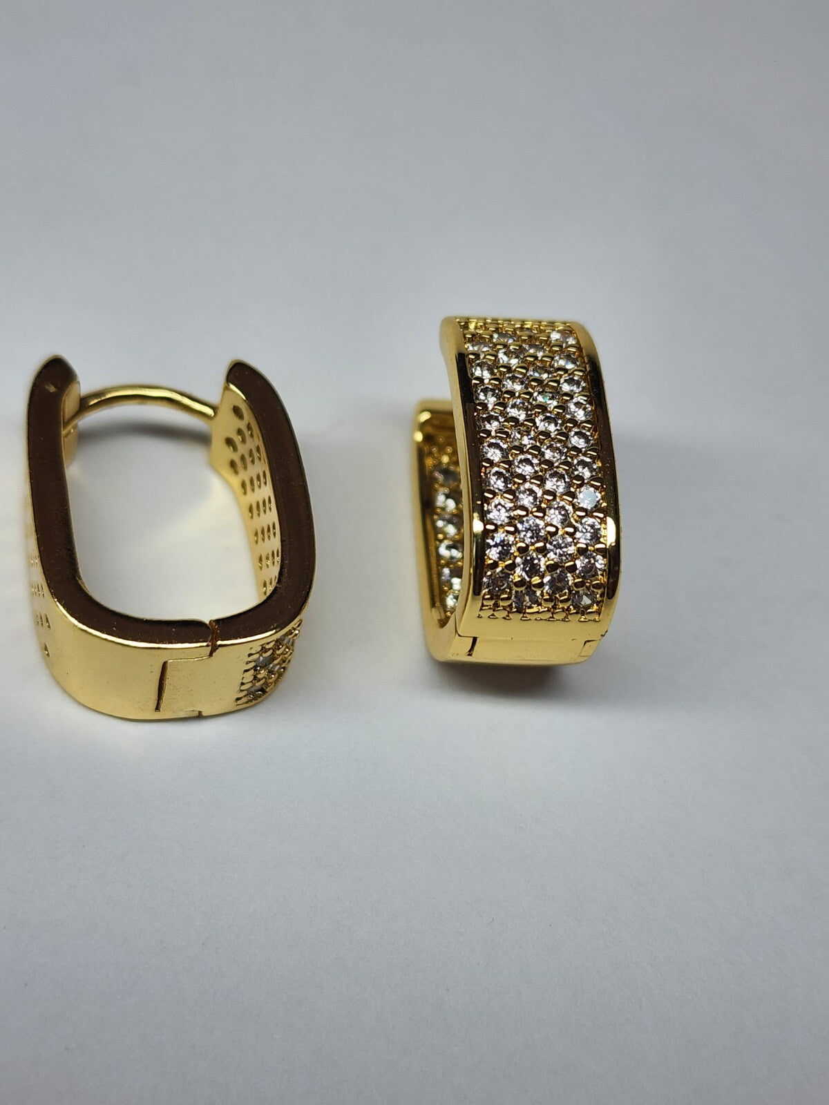 Gold Silver Plated Hoop Earrings with Cubic Zirconia Hip Hop Jewelry Unisex, Men