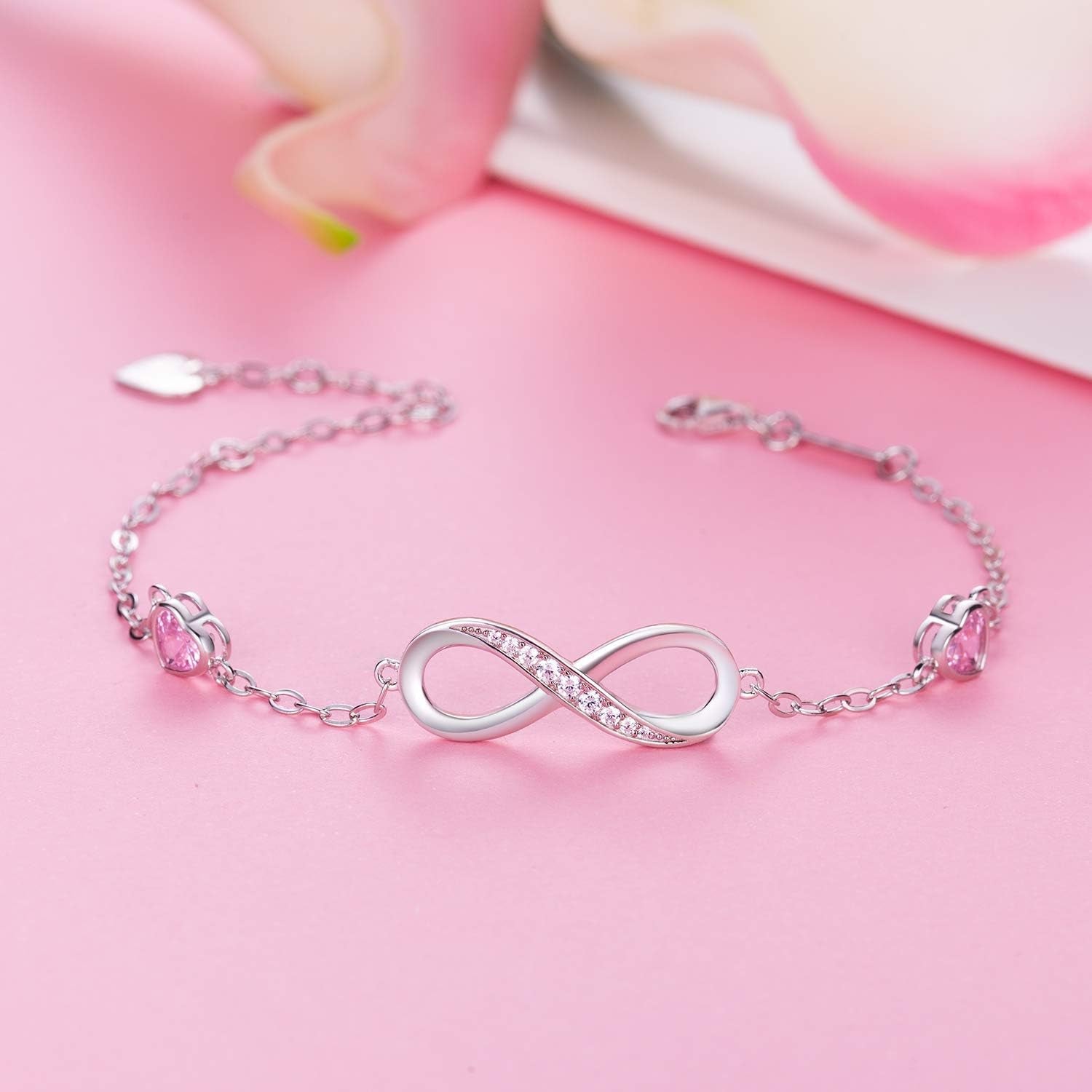 Infinity Love Bracelets for Women 925 Sterling Silver Womens Bracelet Love Symbol Charm Adjustable Bracelet Jewelry