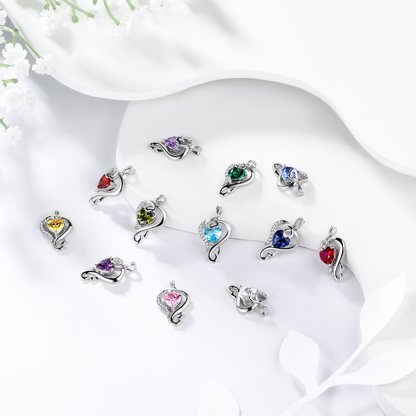 925 Sterling Silver Love Heart Necklace April Birthstone Pendant,Jewelry Birthday Christmas Valentine Mother'S Day Gifts for Women Mom